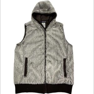 Patagonia Conejo Hooded Zip Sherpa Faux Fur Brown Vest Womens Size Large